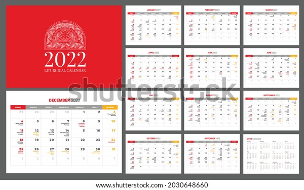 2022 Catholic Calendar Liturgical Calendar Catholic Stock Vector ...