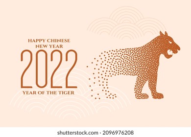 2022 chinese new year background with tiger made with dot particles