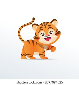 2022 Chinese new year, year of the tiger. Cute tiger vector isolated illustration