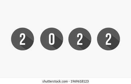 Círculo 2022 con sombra aislada sobre fondo blanco.