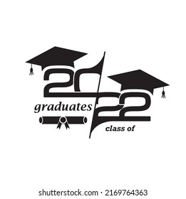 2022 Class. Cover of card for 2022 graduation. Creative design for your greetings card, Flat simple design on white background, card, invitation, greeting, album