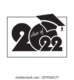 2022 Class of. Cover of card for 2022 graduation. Creative flat design for your greetings card, invitation,  albom