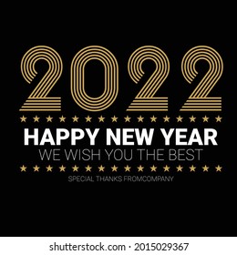 2022, Classy 2022 Feliz Año Nuevo. Diseño dorado para vectores de tarjetas de felicitación de Año Nuevo 2022.