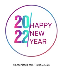 2022 Colorful abstract polygon texture in the circle. Happy new year. Graphic design Abstract creative colorful decoration. Isolated white background.