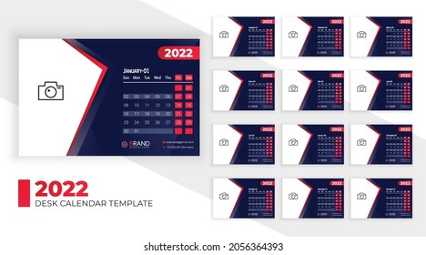 2022 colorful desk calendar design and creative business desk calendar design template Premium Vector
