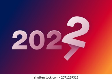 2022 is coming - new year title, changing from 2020 to next year - 0 is destroying by 1 digit on bright background - vector card or banner