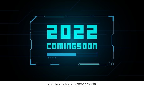 2022 coming soon loading bar frame futuristic hud neon vector design.