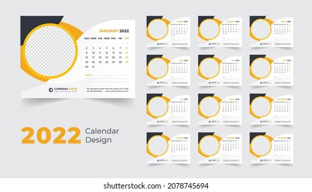 2022 Corporate Calendar Design Template, Creative Desk Calendar Design 2022