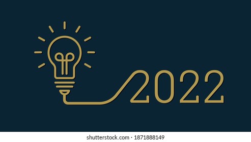 2022 creativity inspiration concepts with a light bulb on the Blue background. The solution of 2022, planning ideas. Business, glowing