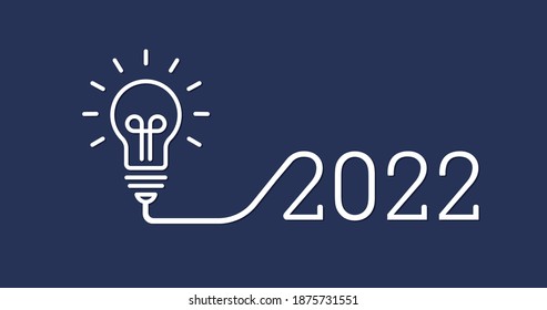  2022 creativity inspiration, Creative light bulb idea with 2022 new year design,