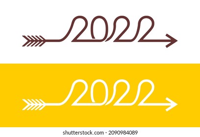 2022 design text arrow, happy new year 2022 text arrow style