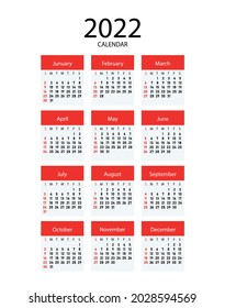 2022 сalendar design. Week starts on Sunday. Calendar design. Abstract artistic vector illustrations. 