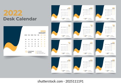 2022 desk calendar design template