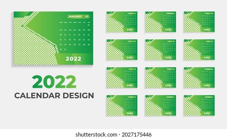 2022 desk calendar design or calendar template or new year calendar