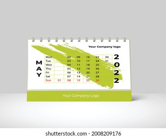 2022 desk calendar mockup and vector design