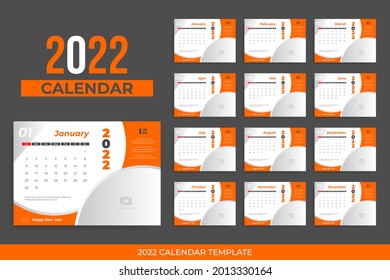 2022 desk calendar template with frame