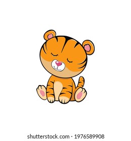 2022 eastern horoscope sign. Cute cartoon tiger. Wild kitten tiger character. Modern poster for prints, childrens postcard, poster, t-shirts. Vector illustration