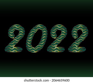 2022 effect text illustration, dark green wave effect