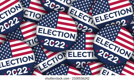 2022 Election campaign buttons with the USA flag - vector Illustration