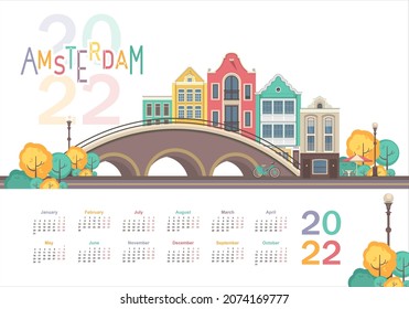 2022 english city calendar cozy city Amsterdam