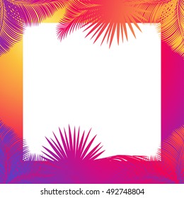 2022 Exotic Leaves Tropical Frame With Place For Text Jungle Forest Frame Sunset Palm Tree Leaf Palm Leaf Silhouette Photo Frame Border Instagram Travel Tropical Beach Party Sukkot Branch Leaf Holiday