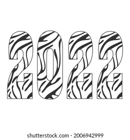 2022. Figures with a pattern of wild animal skins, fashionable striped print. Vector illustration.