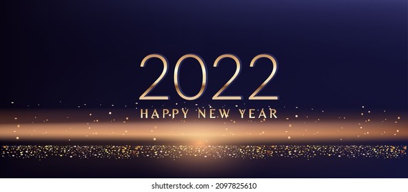 Fondo de Año Nuevo brillante 2022, tarjeta de saludo espumoso festivo, pancarta horizontal