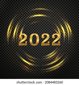 2022 gold number text illustration on glow background