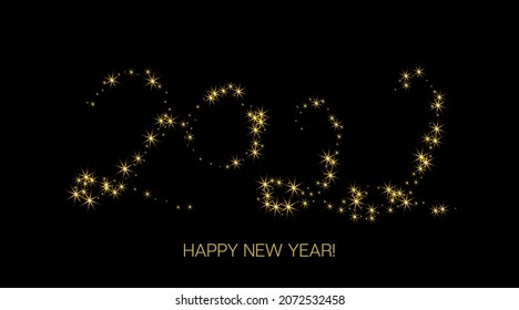 2022 Gold Platinum Banner. Elegant Happy New Year Night Sky. Painted 2022 Minimal Logo. Happy New Year Shiny Business Background. Cool Winter Holiday New Year Greeting Card. Golden Brush Shape 2022