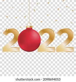 2022 Goldtext mit rotem Ball