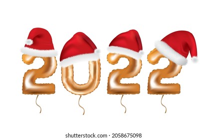2022 golden foil balloon. vector