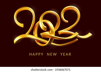 2022 golden lettering happy new year