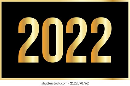 2022 Golden numbers with black background. Luxury banner for print, web, new year illustration