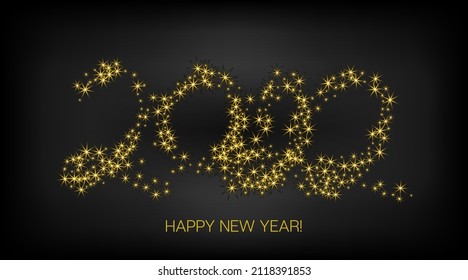 2022 Golden Premium Banner. Cool Winter Holiday New Year Greeting Card. Painted 2022 Modern Logo. Happy New Year Dotted Business Background. Elegant Happy New Year Bokeh. Gold Brush Shape 2022