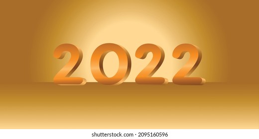 2022 Golden Text Effect and Golden Background. 3d Golden Letter