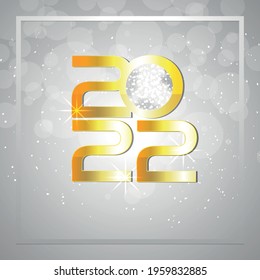 2022 golden text effect, Happy new year invitation greeting card on creative background