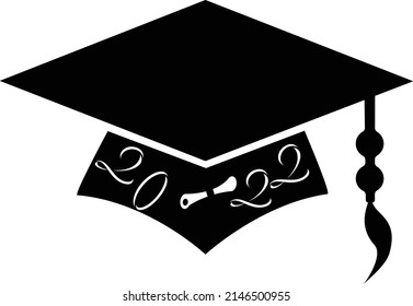 Clíparte vectorial de silueta de capucha de graduación de 2022