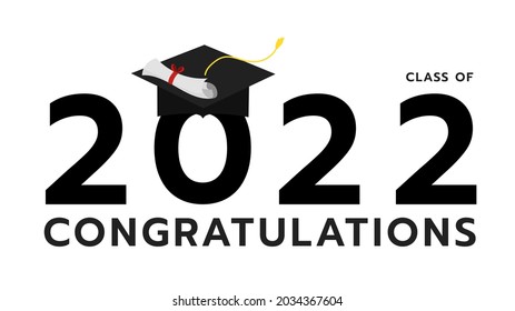 2022 graduation with cap . Template for graduation design .isolated on white background ,Vector illustration EPS 10