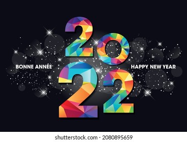 2022 Greeting Card - Happy New Year. Bonne Année means Happy New Year in french