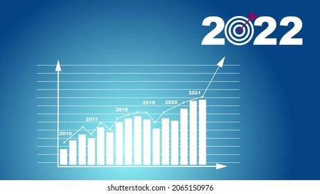 The 2022 growing graph set. Business chart with arrow, profit growth chart. Bar graph. Growth success arrow icon. Progress symbol. Vector illustration