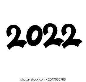 2022 hand drawn number isolated on white. 2022 logo as card, postcard, calendar, promotion, sale design template