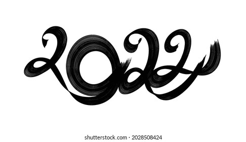 2022 hand drawn numbers. Textured 2022 logo as card, postcard, calendar, promotion, sale design template