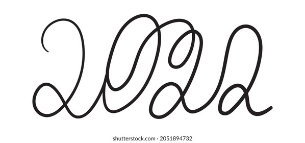 2022 Hand Drawn Vector Numbers, Chinese New Year Calligraphy Sketch Calendar Design. Doodle Greeting Card, Scribble Handdrawn Brush Font, Freehand 2022 Typography Graphic Element