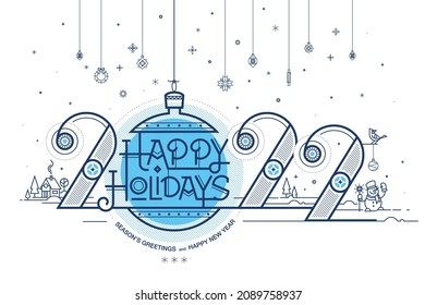 2022 Happy Holidays, Season's greetings and Happy New Year. Greeting card. Christmas card.
