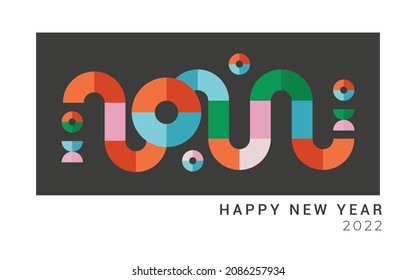 2022. Happy new year art greeting banner numbers from abstract geometric shape. Design for card, invitation, calender, poster, web and business brochure. Vector illustration