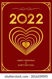 2022. Frohes neues Jahr. Hintergrund mit einer Gratulationsinschrift für Weihnachten und neues Jahr. Vektorgrafik.

