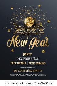 2022 Happy New Year Background for your Flyers and Greetings Card or new year themed party invitations	