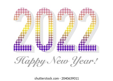 2022 Happy New Year card, banner or poster on white background.  Vector.