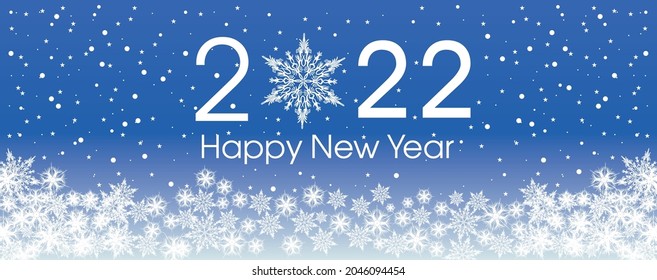 2022 Happy New Year card template. Design patern snowflakes white and classic blue color. Vector illustration.