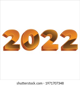2022 Happy new year celebration with beautiful 3D golden text effect, golden text effect, beautiful golden shade, 2022 3D, number, Happy new Year celebration wish, yellow, orange.